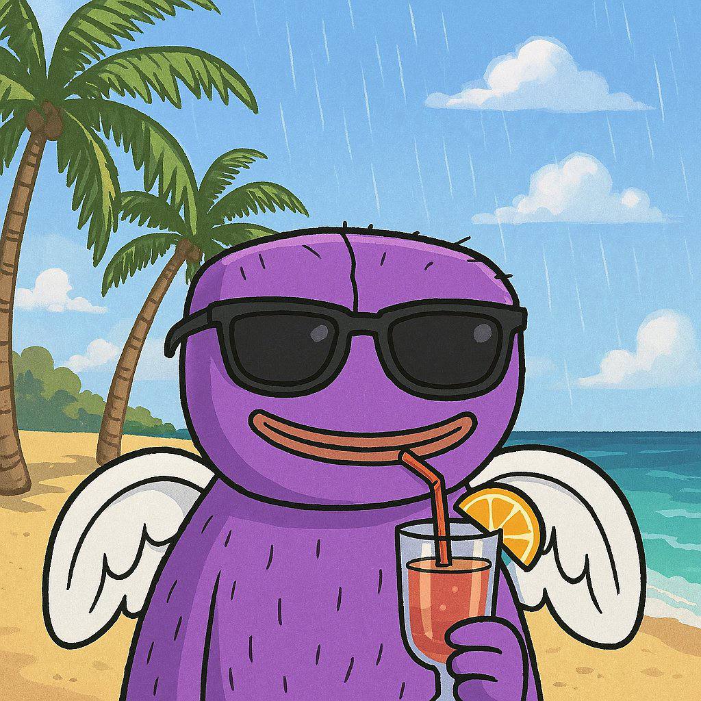 Mouch relaxing with a drink on the beach.