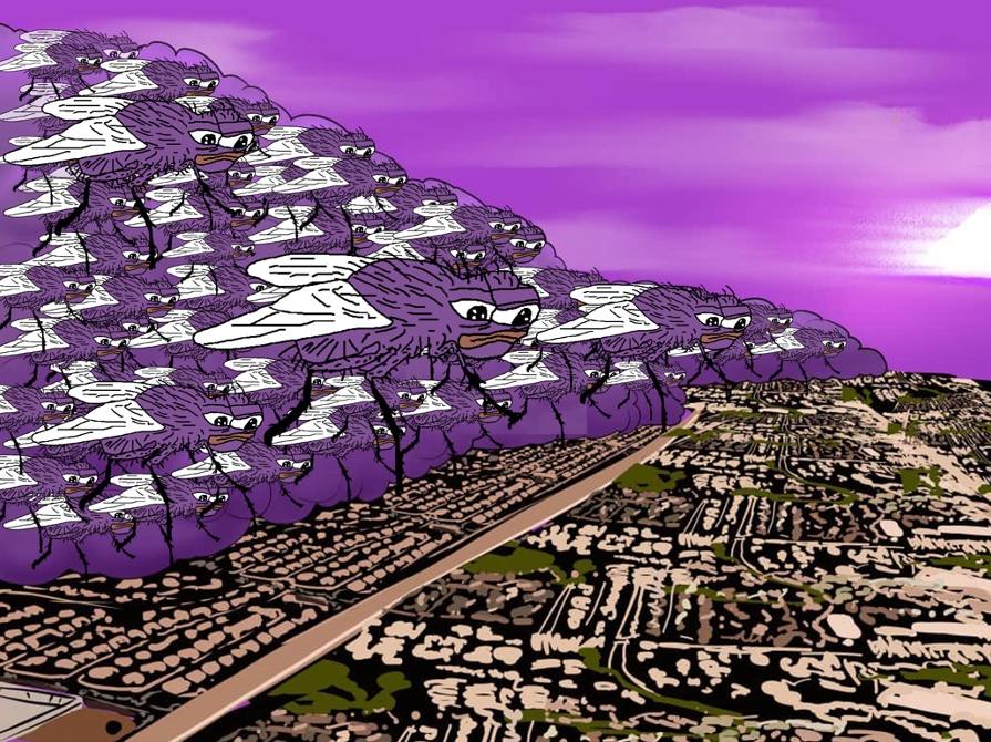 Mouch artwork with purple styling.